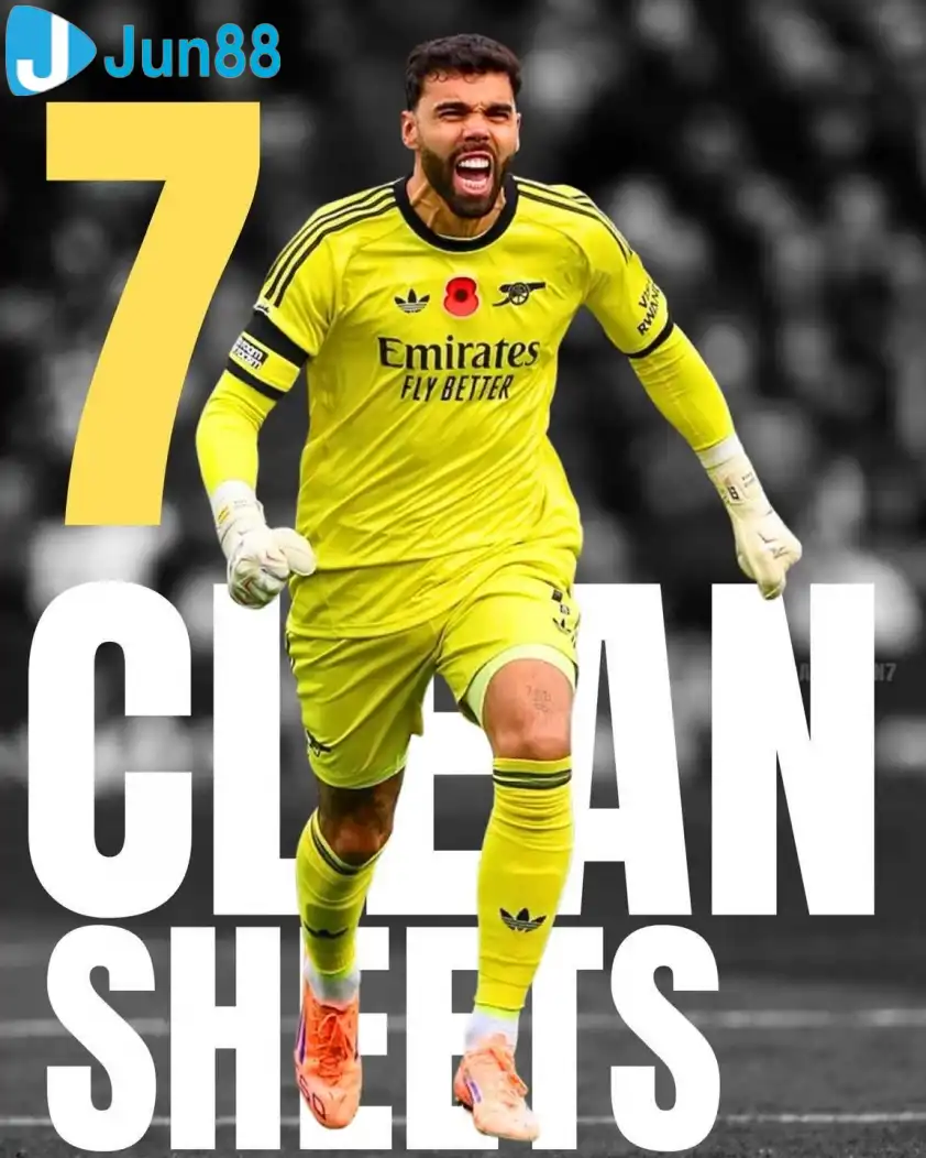 7 trận gần nhất David Raya đều giữ sạch lưới cho Arsenal.